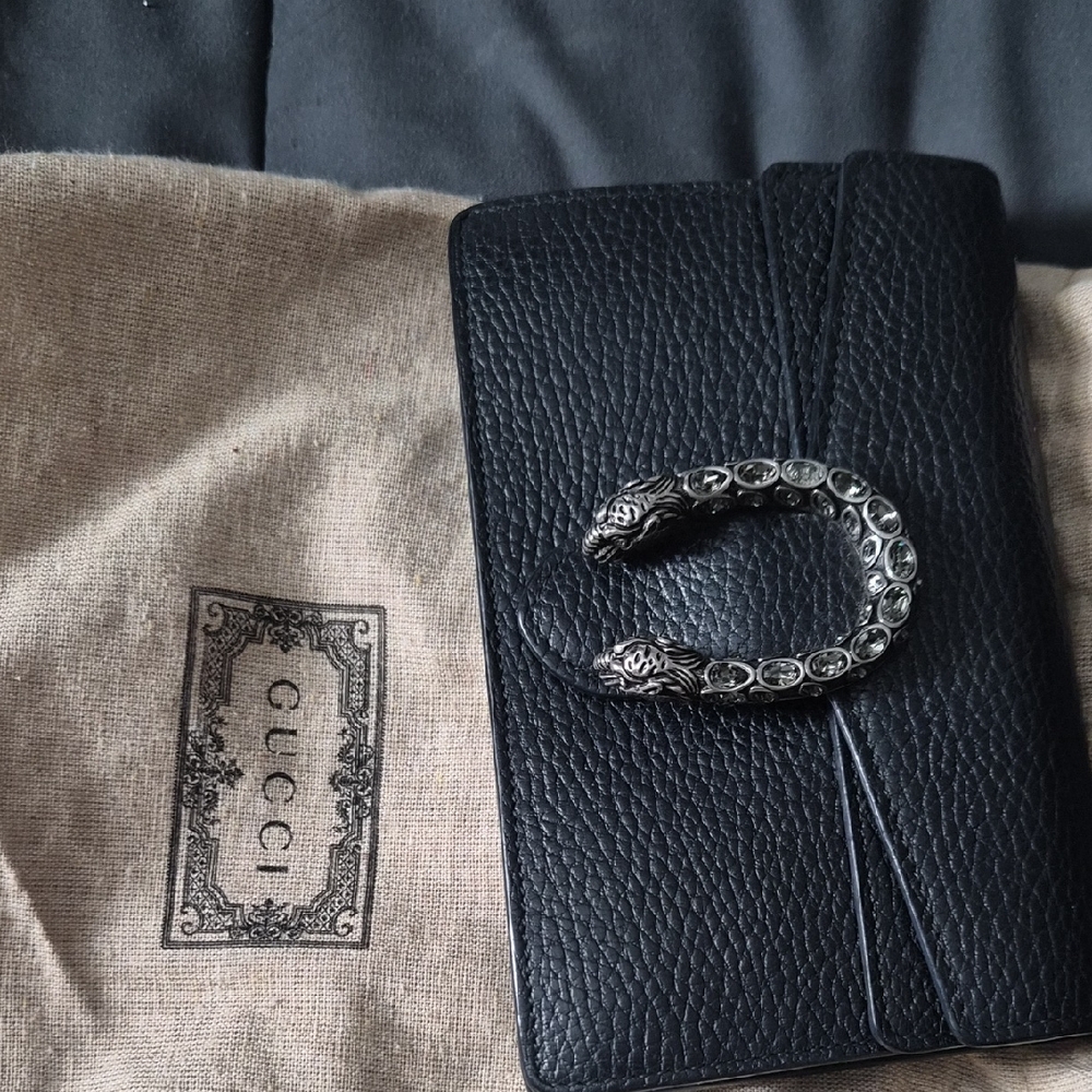 Gucci Black Textured Mini Bag / Belt Bag with Silver Snake Accent